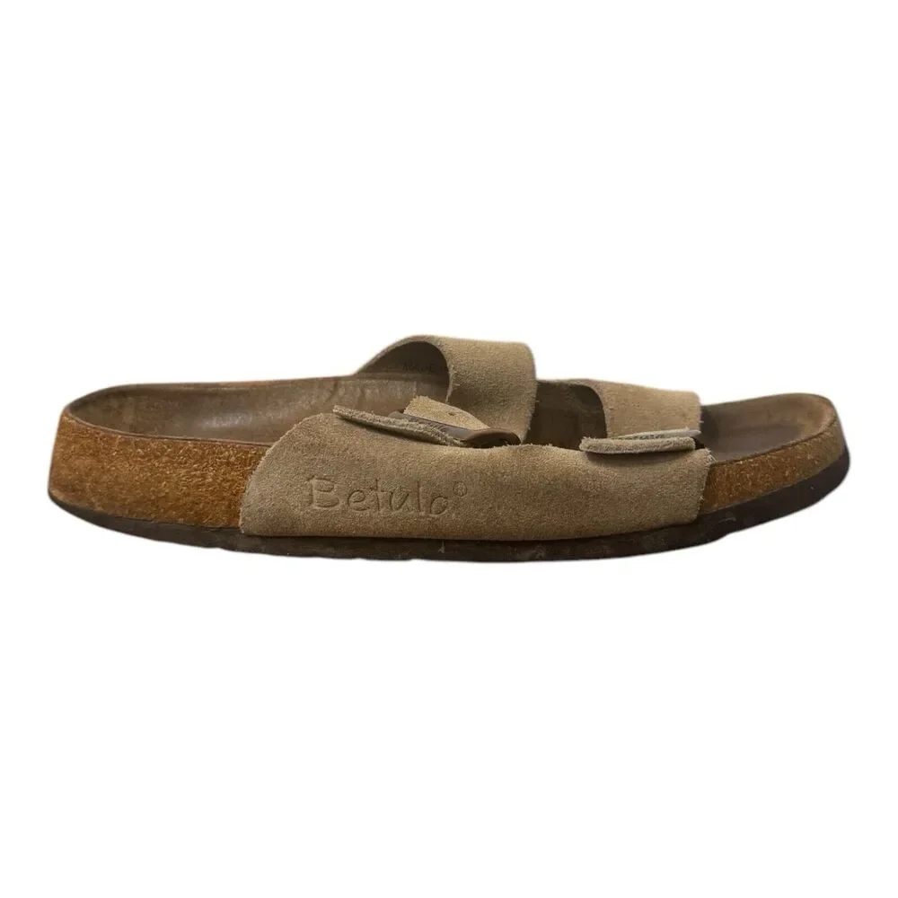Birkenstock Betula Arizona TAN SAND Suede Leather Double Strap EU 38 USA L 8 M 6